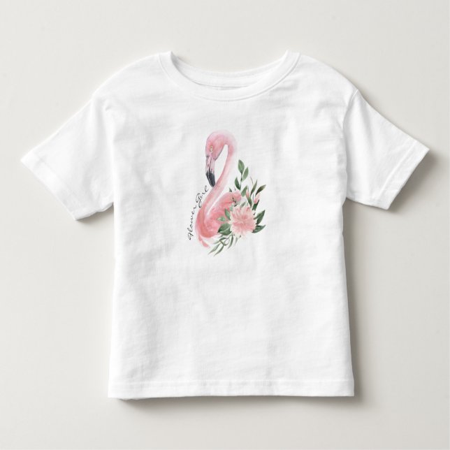 Pink Flamingo Flower Girl Wedding Toddler T-Shirt (Front)