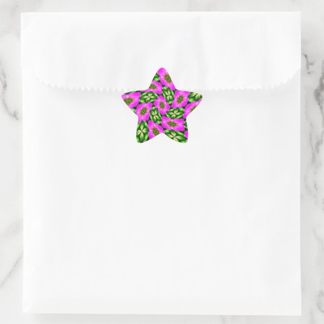 Pink Flamingo Flowers Pattern Star Sticker (Bag)
