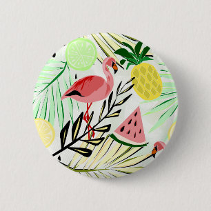 Pink Flamingo, fruit 6 Cm Round Badge