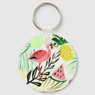Pink Flamingo, fruit Key Ring