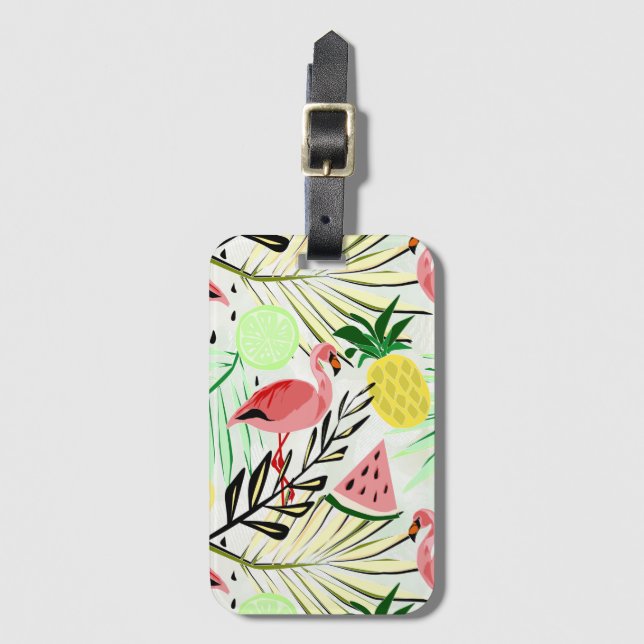 Pink Flamingo, fruit Luggage Tag (Front Vertical)