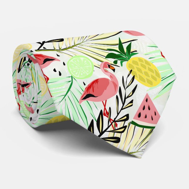Pink Flamingo, fruit Tie (Rolled)