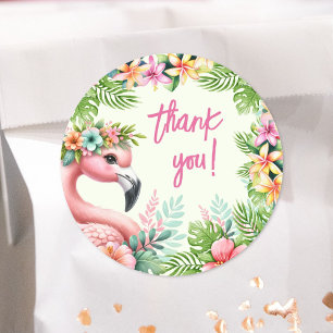 Pink Flamingo Girls Birthday Party  Classic Round Sticker