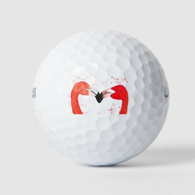 Pink Flamingo Girly Tropical Bird Beach  Golf Balls (Front)