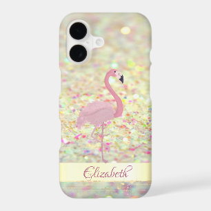 Pink Flamingo Glitter Bokeh - Personalised