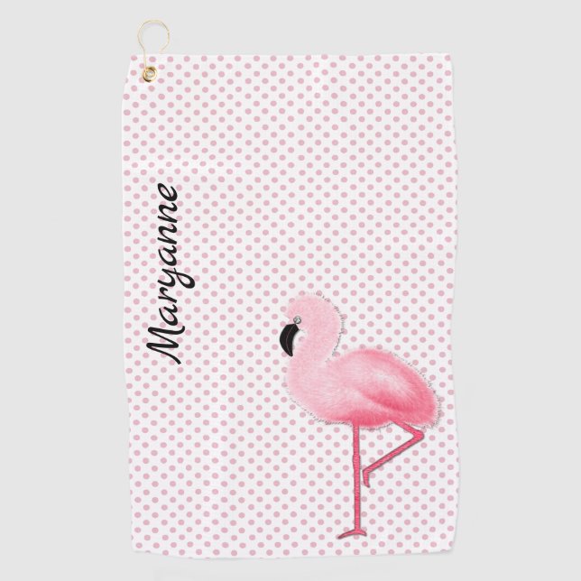 Pink Flamingo Golf Towel (Front)