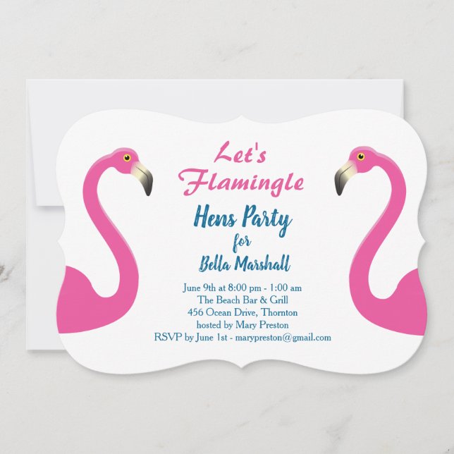 Pink Flamingo Hens Party Invitation (Front)