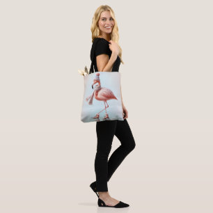 Pink Flamingo Ice Skater Tote Bag
