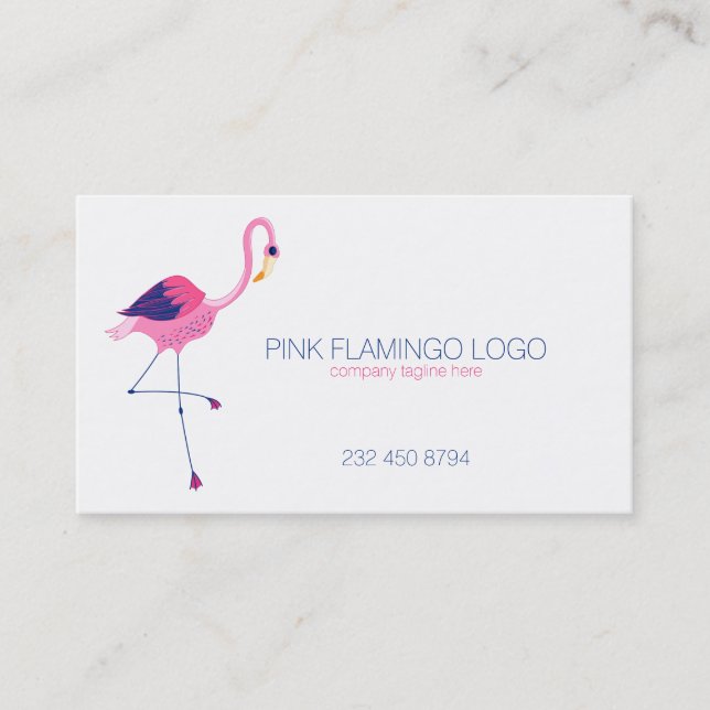 Pink Flamingo Illustration Business Card (Front)