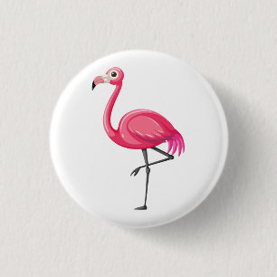 Pink Flamingo in Cartoon Style 3 Cm Round Badge