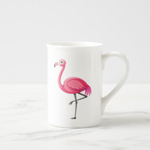 Pink Flamingo in Cartoon Style Bone China Mug