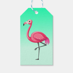 Pink Flamingo in Cartoon Style Gift Tags