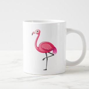 Pink Flamingo in Cartoon Style Large Coffee Mug