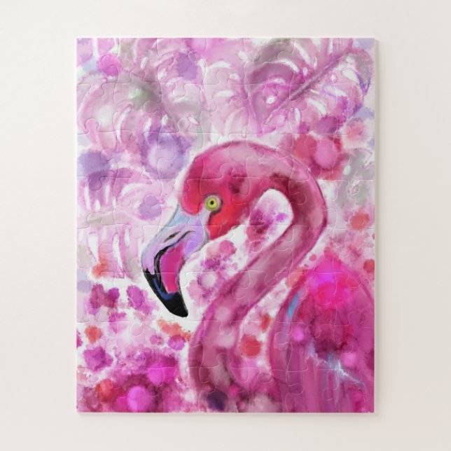Pink Flamingo in Pink World - Beautiful Pink Land Jigsaw Puzzle (Vertical)