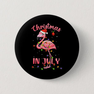 Pink Flamingo In Santa Hat Christmas In July Girl 6 Cm Round Badge