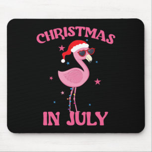 Pink Flamingo In Santa Hat Christmas In July Girl Mouse Pad