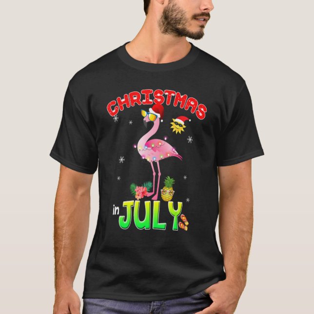 Pink Flamingo In Santa Hat Christmas In July  Girl T-Shirt (Front)
