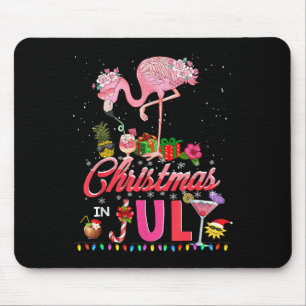 Pink Flamingo In Santa Hat Christmas In July Tees Mouse Pad