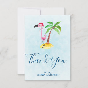 Pink Flamingo in Santa Hat Thank You