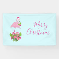 Pink Flamingo in Santa Hat with Candy Cane Bouquet