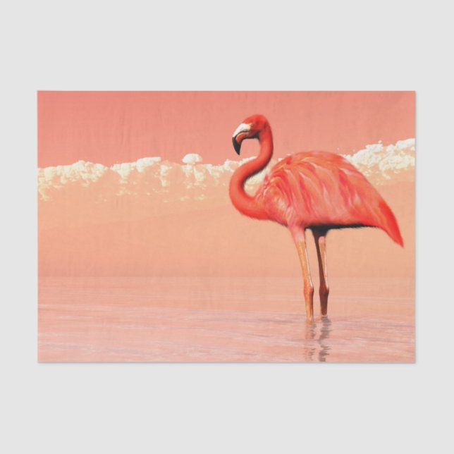 Pink flamingo in the water - 3D render Tissue Paper (Front)