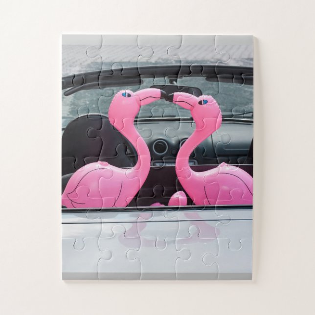 PINK FLAMINGO INFLATABLES KISSING  JIGSAW PUZZLE (Vertical)