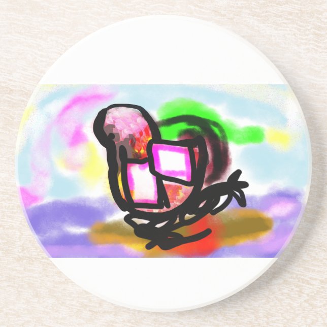 Pink flamingo joy love  coaster (Front)