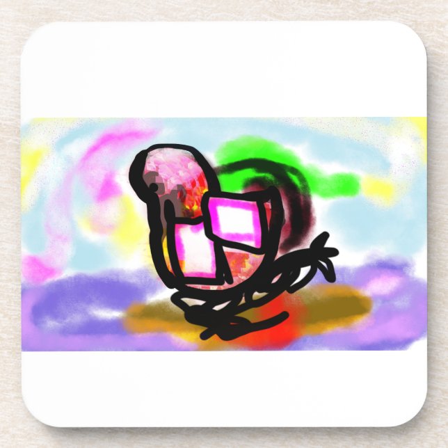 Pink flamingo joy love  coaster (Front)