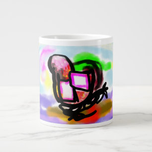 Pink flamingo joy love large coffee mug