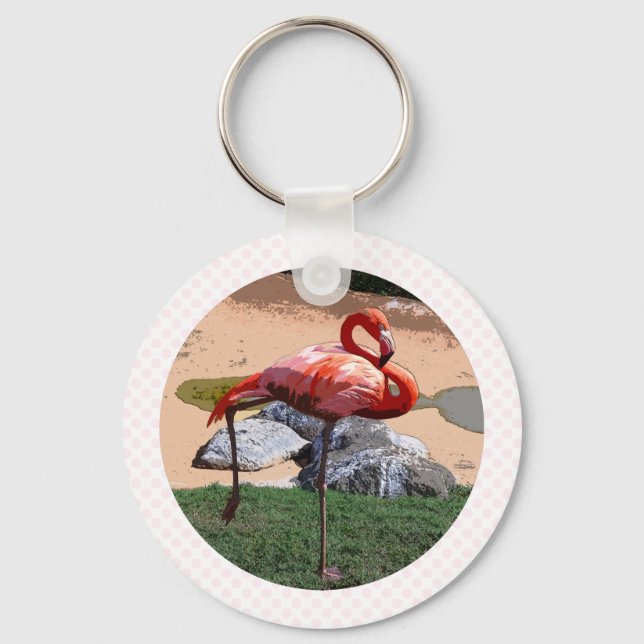 Pink Flamingo Key Ring (Front)