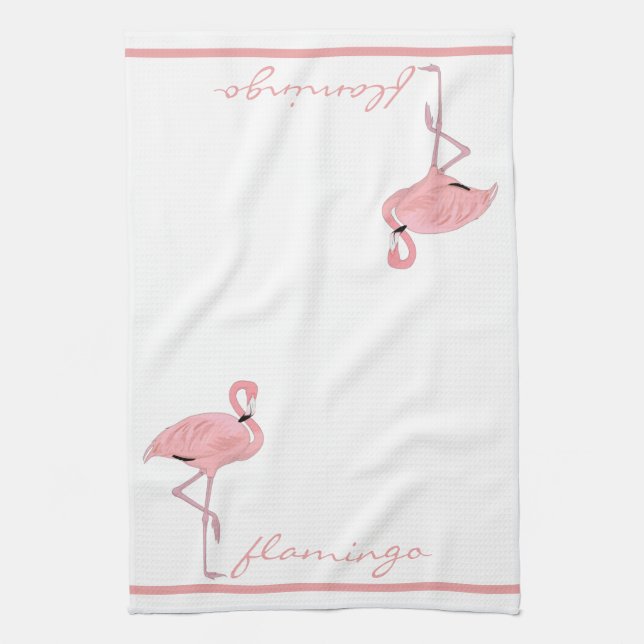 Pink Flamingo Kitchen Tea Towel (Vertical)