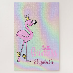 Pink Flamingo Little Princess Ombre Jigsaw Puzzle