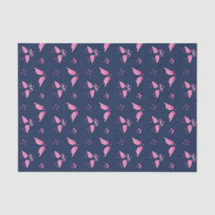 Pink Flamingo Love Birds Pattern Valentine's Day Tissue Paper