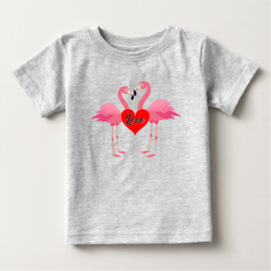 Pink Flamingo Love Design - Baby Fine Jersey T-Shi T-Shirt