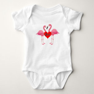 Pink Flamingo Love Design - Baby Jersey Bodysuit