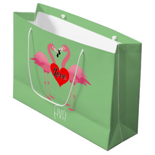 Pink Flamingo Love Design - Gift Bag - Large