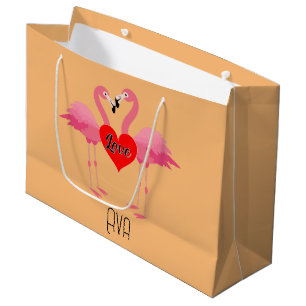 Pink Flamingo Love Design - Gift Bag - Large