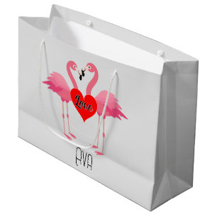 Pink Flamingo Love Design - Gift Bag - Large