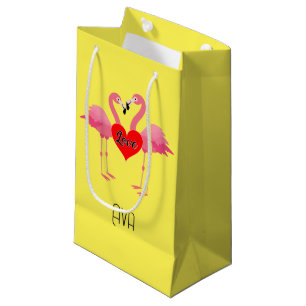 Pink Flamingo Love Design - Gift Bag - Small