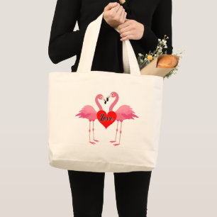 Pink Flamingo Love Design - Jumbo Tote