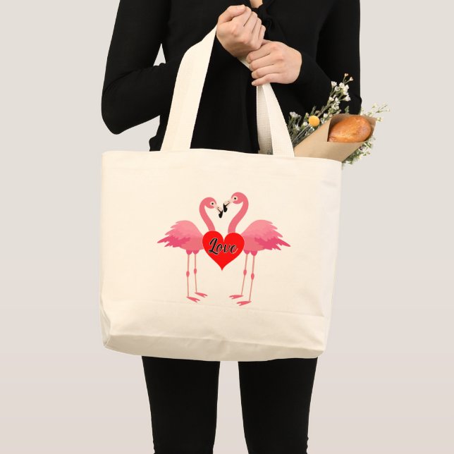 Pink Flamingo Love Design - Jumbo Tote (Front (Product))