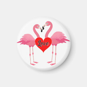 Pink Flamingo Love Design - Magnet: Circle Magnet