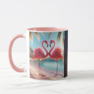 Pink Flamingo Love Tropical Beach Sun Mug