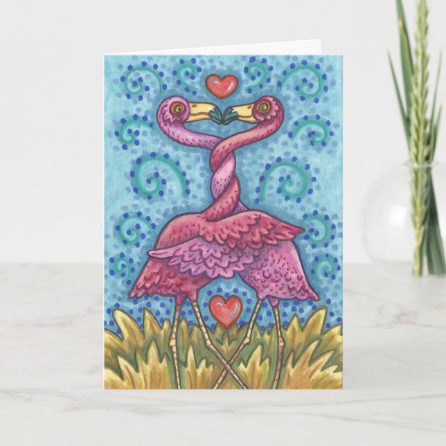 PINK FLAMINGO LOVE VALENTINE CARD *Customise (Front)