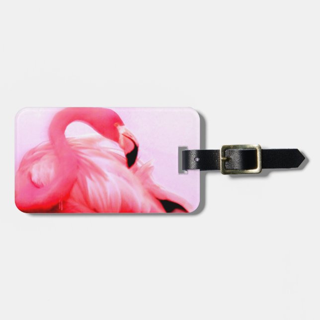 Pink Flamingo Luggage Tag (Front Horizontal)