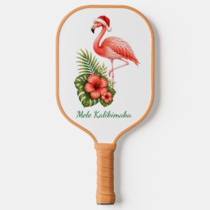 Pink Flamingo Mele Kalikimaka Tropical Christmas Pickleball Paddle