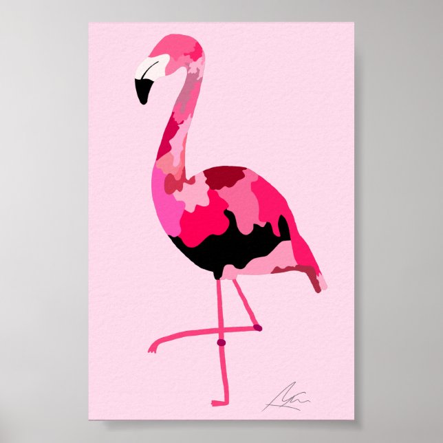 Pink Flamingo Modern Art Exotic Poster (Front)