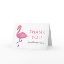 Pink Flamingo Modern Baby Shower Thank You