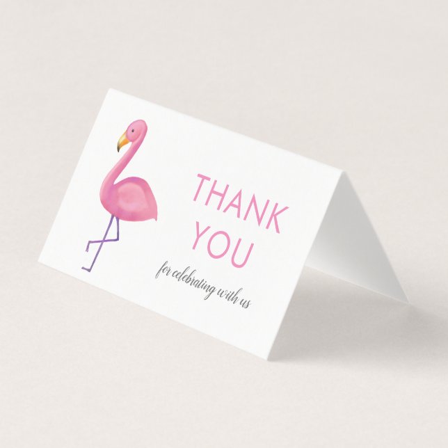 Pink Flamingo Modern Baby Shower Thank You (Front)