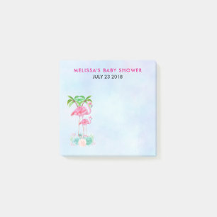 Pink Flamingo Momma & Baby with Palm Trees Post-it Notes